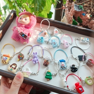 mini拉布布心底密码搪胶毛绒挂件labubu4.0斜挎包挂件水壶背包