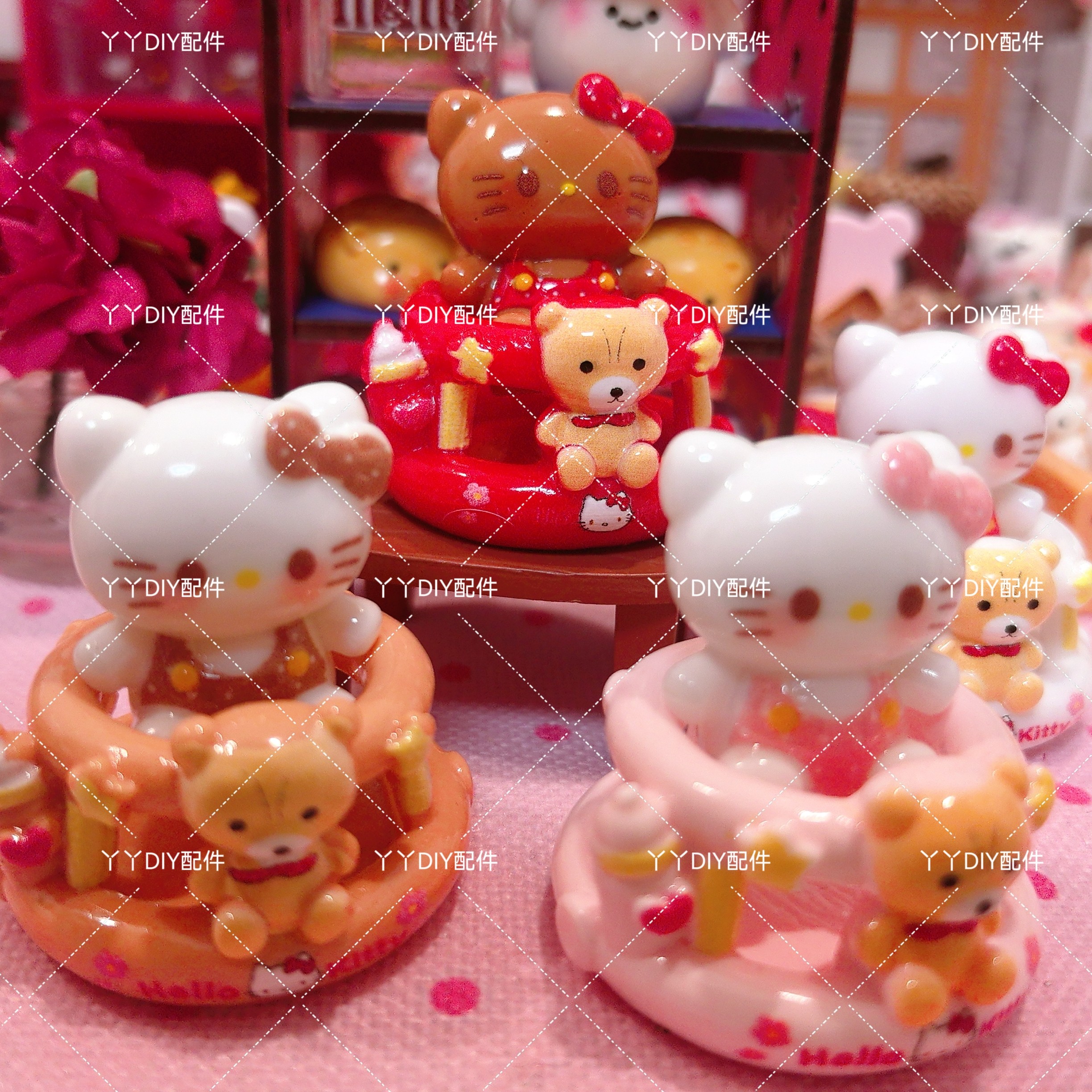 仿真定制食玩kitty婴儿学步车DIY树脂配件过家家娃娃屋摆件场景