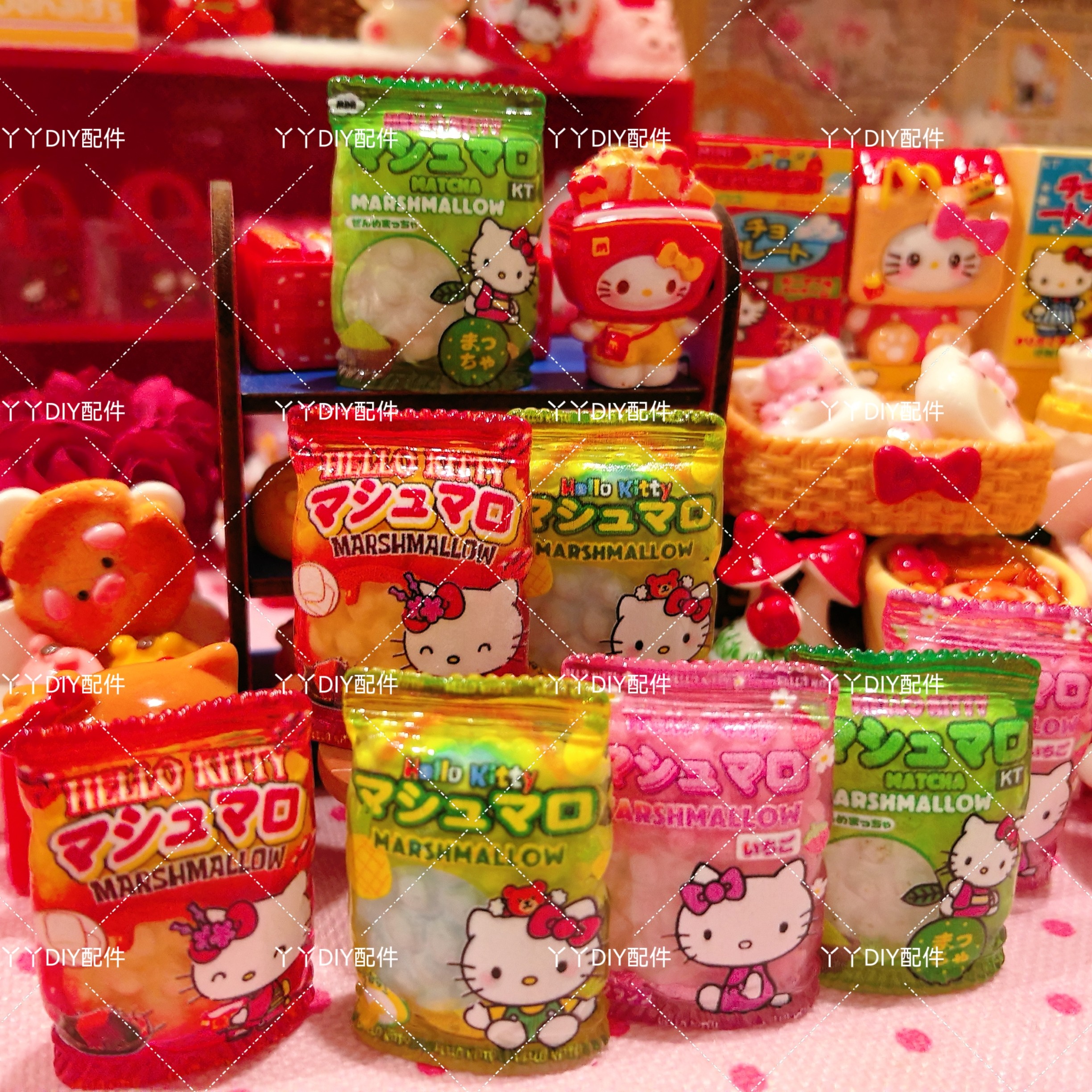 仿真定制食玩kitty果味棉花糖袋DIY树脂配件过家家娃娃屋摆件场景