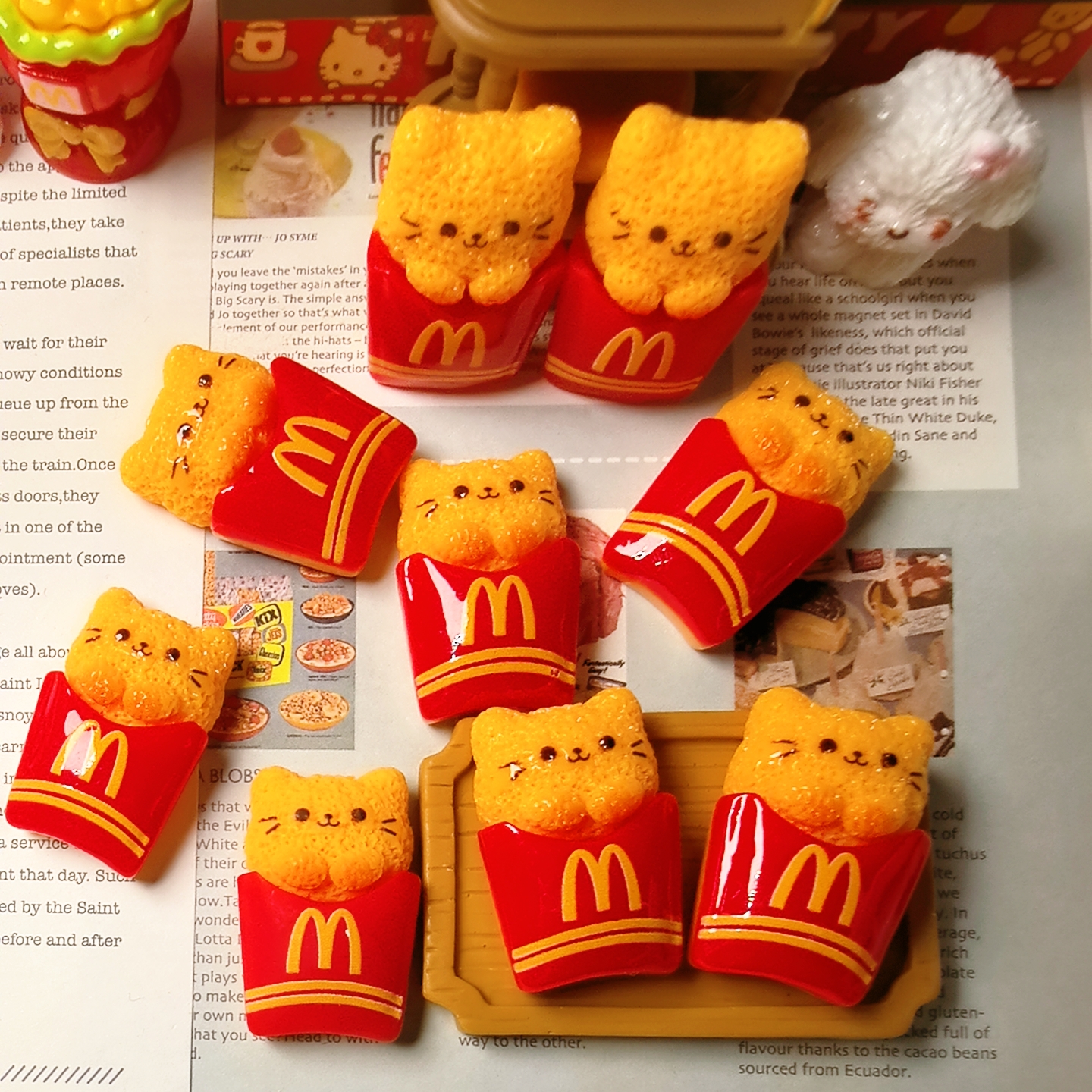 仿真微缩麦当当猫咪袋子树脂配件奶油胶DIY手工娃娃屋过家家摆件