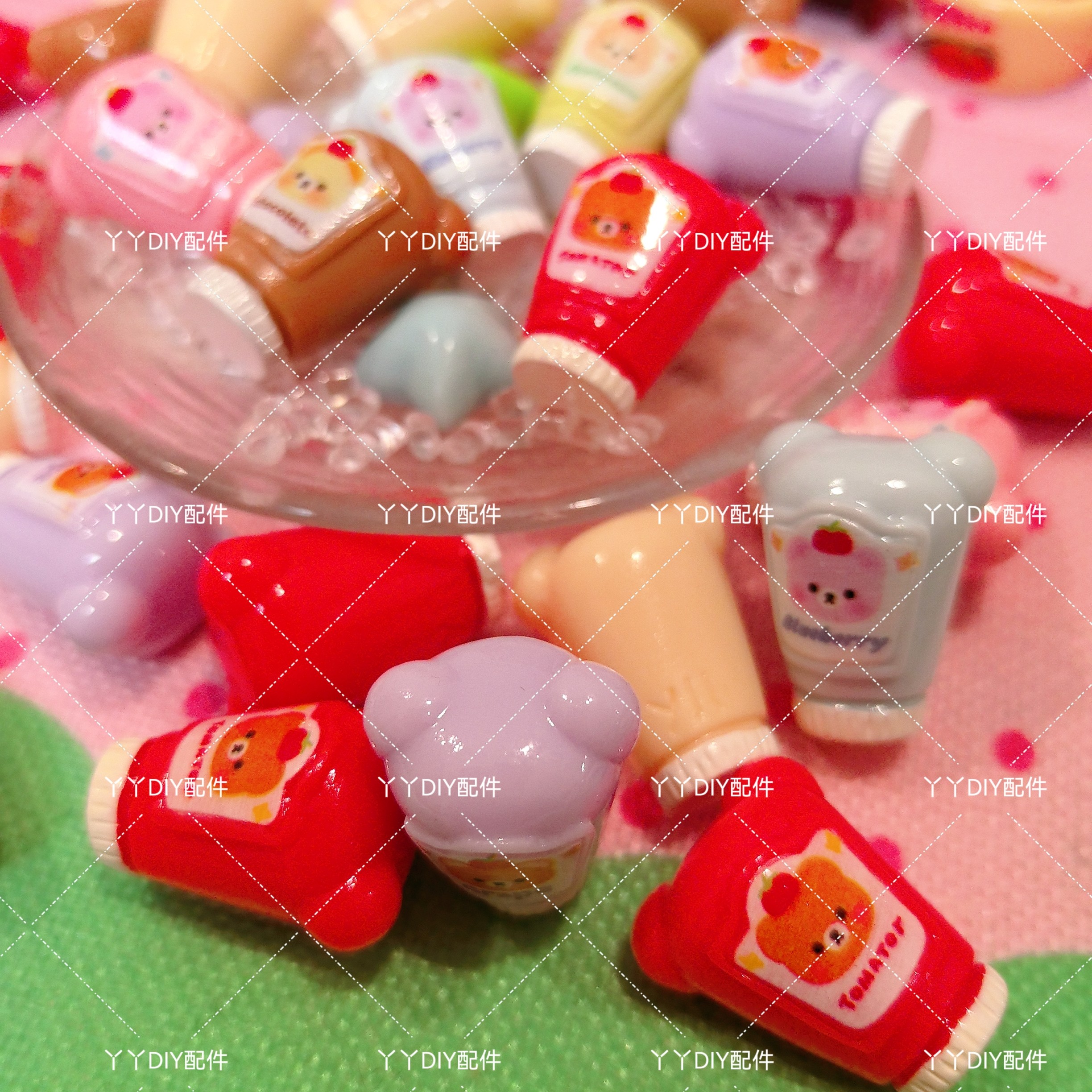 仿真微缩定制食玩小熊果酱瓶树脂diy配件厨房娃娃屋过家家摆件