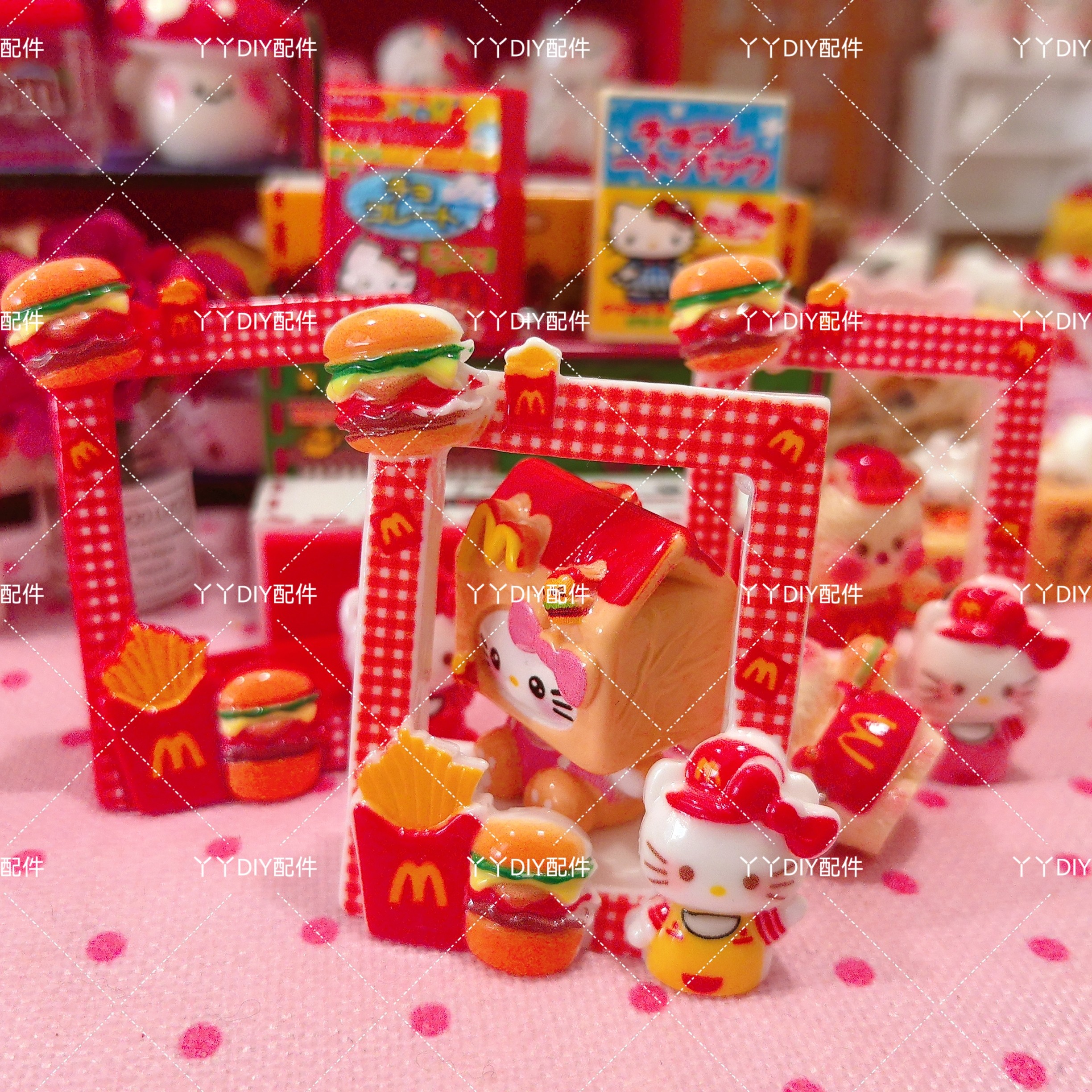 仿真定制食玩kitty麦当当相框DIY树脂配件过家家娃娃屋摆件场景