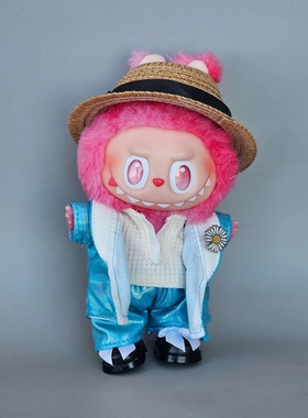 labubu娃衣权志龙同款闪光西装套装123代坐坐通用搪胶拉布布娃衣