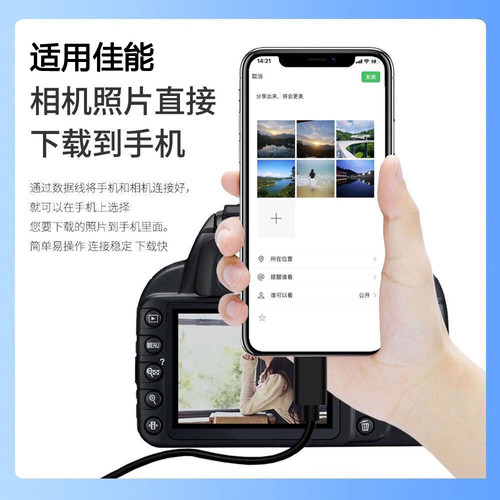 适用佳能相机R3 R5 R6 R7 R8 R50 R10 RP数据线连接苹果手机平板
