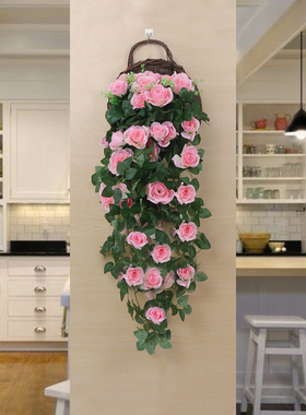 仿真花藤条假花藤蔓塑料花藤室内客厅墙壁壁挂吊篮装饰花植物墙面