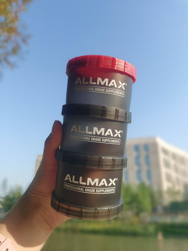 蛋白粉盒三层漏斗健身分装药盒