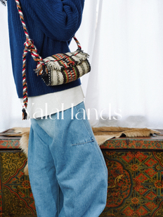 西藏牦牛包我的阿勒泰同款纯手工牧区牦牛包编织包小圆桶流苏包