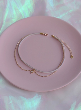 六芒星~极细灰色丝绒气质优雅复古冷淡风精致choker项圈脖子饰品