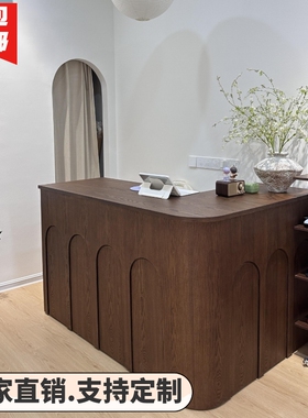 服装店收银台L型7字转角吧台桌女装店铺展示柜台美容院前台接待台