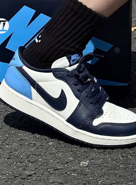 AJ1黑白蓝黑曜石大童低帮板鞋