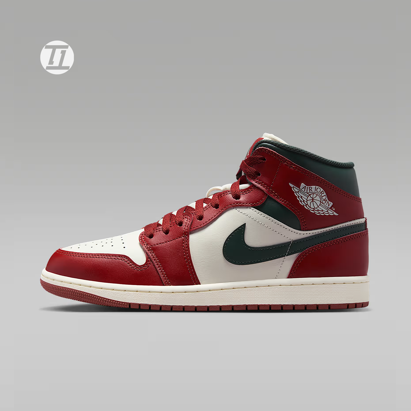 Air Jordan 1 Mid AJ1中帮 红绿圣诞配色男子运动鞋 DQ8426-105