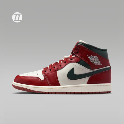 Air Jordan 1 Mid AJ1中帮 红绿圣诞配色男子运动鞋 DQ8426-105