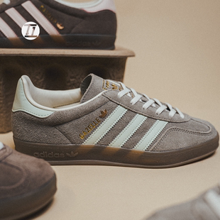 德训鞋 三叶草ADIDAS JR2430 运动板鞋 亚麻绿经典 GAZELLE INDOOR