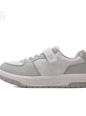 25新款MLB儿童板鞋男女童NY暗纹老花魔术贴运动休闲鞋 7ASXJM05N