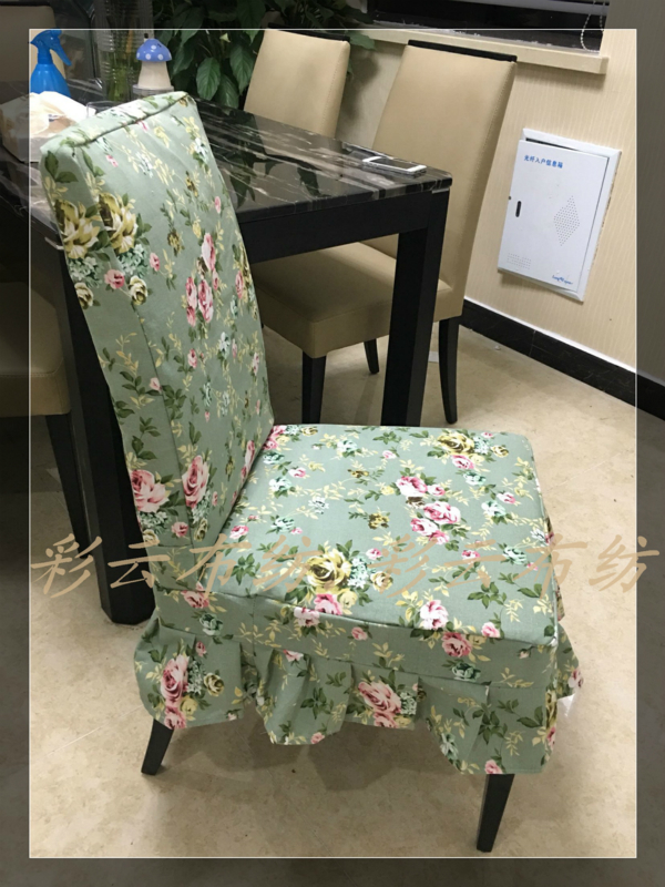 全棉厚布印花田园风格餐椅套布艺椅子套桌椅套简约款订制款包邮