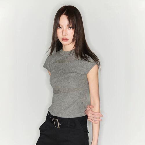 『送运费险』正肩针织短袖T恤女