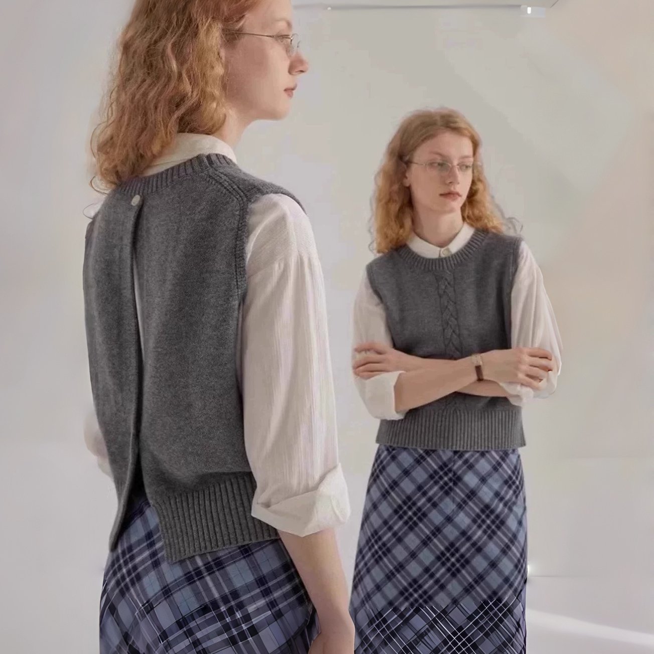 法式灰色针织圆领无袖马甲女春秋季叠穿坎肩外搭衬衫毛衣背心上衣,女装/女士精品,马夹,淘宝优惠券,粉丝福利购,淘宝优惠卷