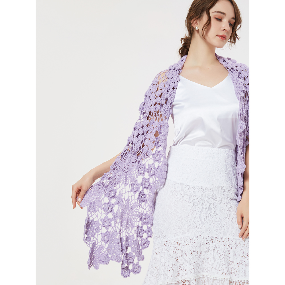 细柳原创重工钩花优雅气质风围巾