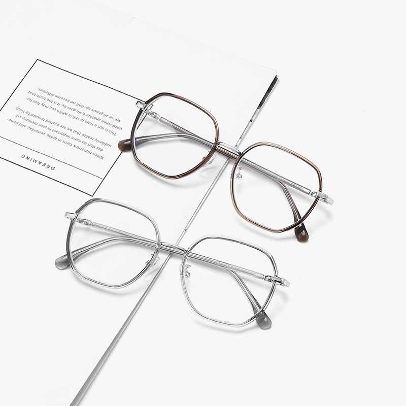 韩版时尚素颜眼镜框女复古多边形平光镜潮流tr90眼镜架防蓝光眼镜