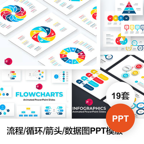 全动态 PPT 模板合集｜流程/循环图/箭头/数据图表｜商务演示必备