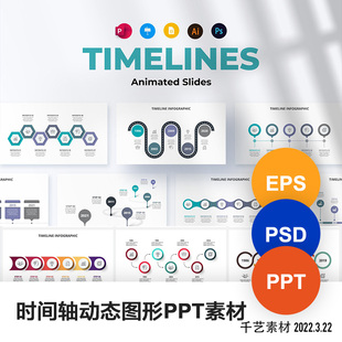 动态时间轴路标里程碑项目管理追踪流程图PPT素材模板