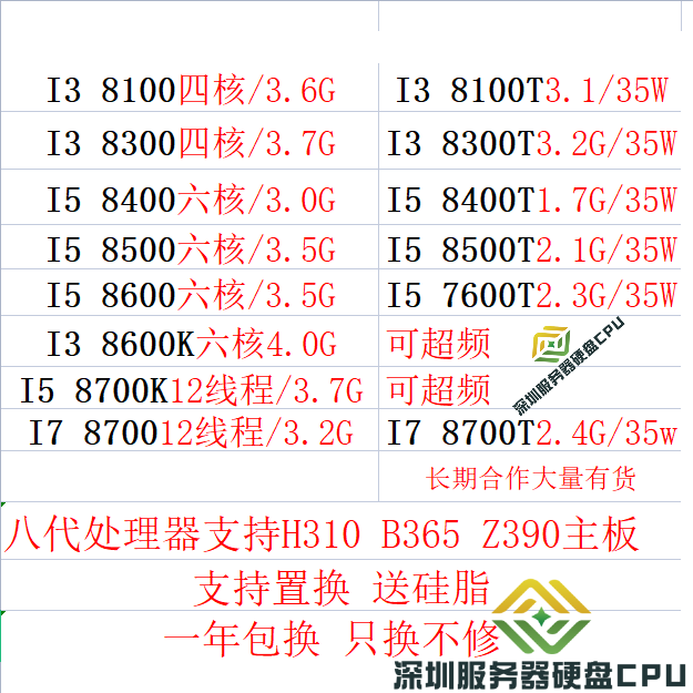 IntelI3I5I78代处理器现货