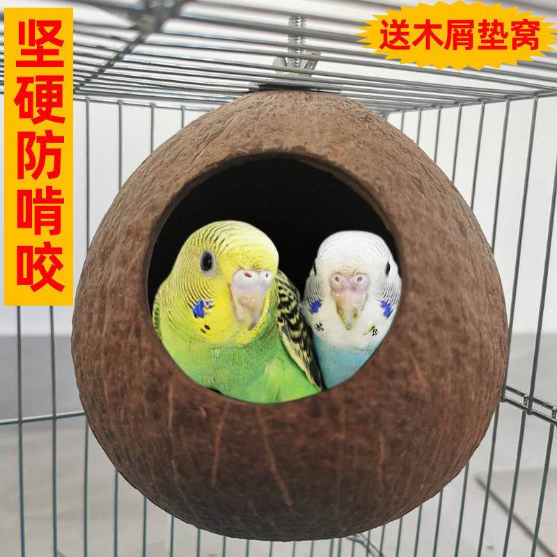虎皮牡丹文鸟玄凤鹦鹉鸟巢椰子壳窝纯天然保暖鸟窝小鸟玩具咬不烂