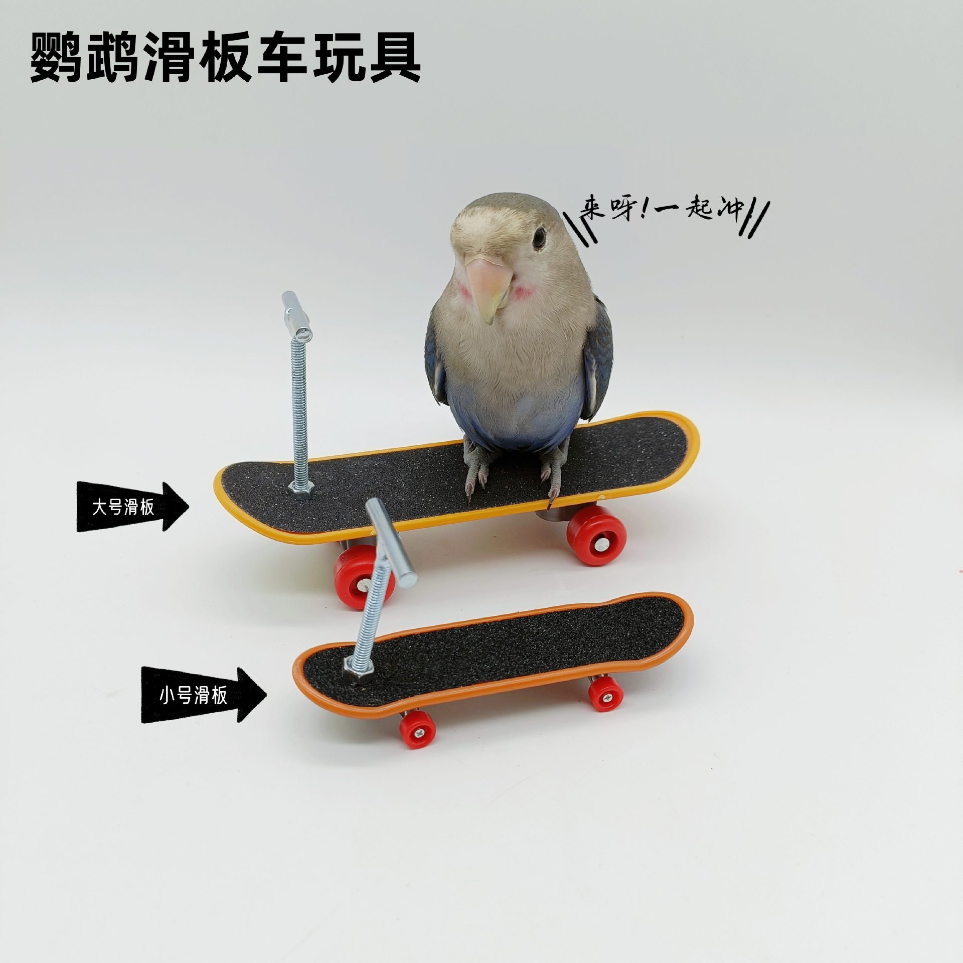 鹦鹉玩具训练道具智力玩具鹦鹉滑板车升级款合金支架专业手指滑板