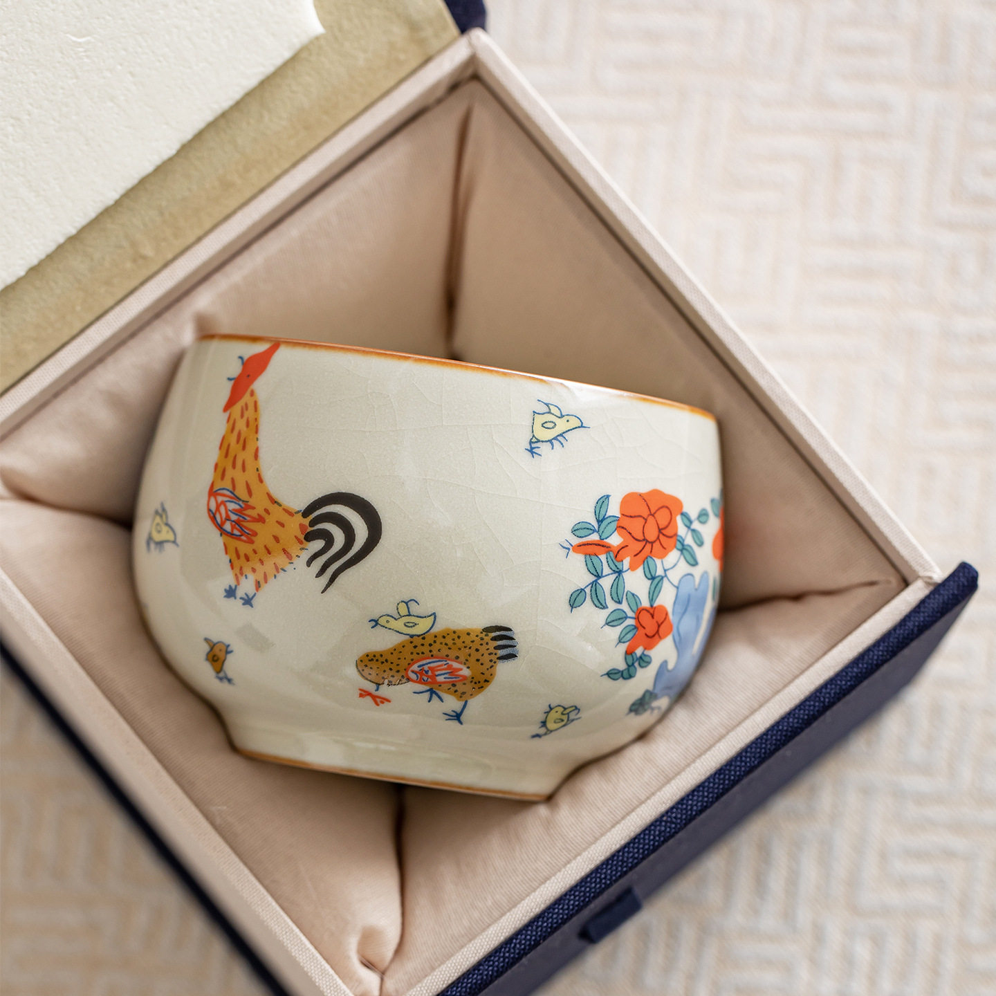 汝窑仿古鸡缸杯品茗杯斗彩鸡公杯茶杯