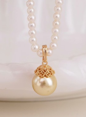 DIY手工制作珍珠项坠多功能开口吊坠银饰 s925纯银半成品空托配件