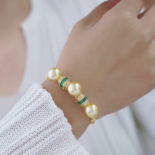 s925纯银银饰手镯配件珍珠饰品diy手工制作开口手环空托配10-11