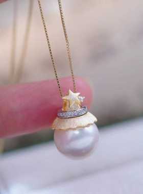 DIY手工制作珍珠项坠不含珍珠银饰 s925纯银哑光分色吊坠空托配件