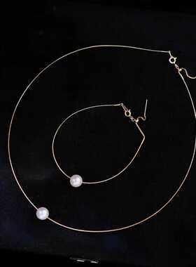 珍珠项圈手圈配件 s925纯银含链 配件项链手链 diy空托手工饰品