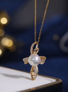 s925纯银银饰吊坠空托配件手工制作珍珠时尚蝴蝶结十字架款空托