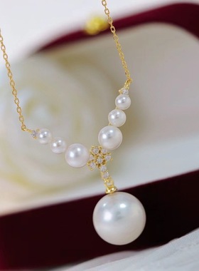 珍珠吊坠配件 s925纯银含项链 多珠配件套链 diy吊坠项坠手工饰品