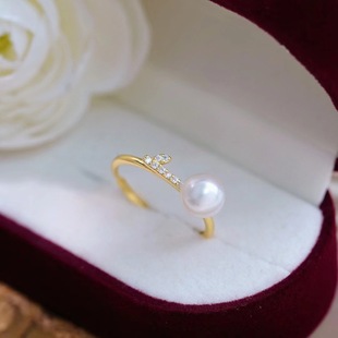 s925纯银戒指环 银饰开口仙人掌珍珠戒指托 DIY手工制作银配件