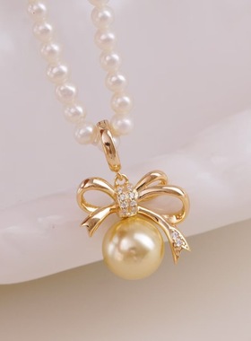 DIY手工制作珍珠项坠多功能开口吊坠银饰 s925纯银蝴蝶结空托配件