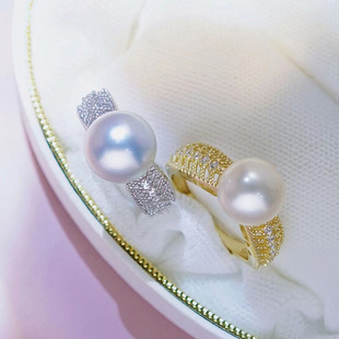 s925纯银戒指环 银饰开口可调节珍珠戒指托 DIY手工制作银配件