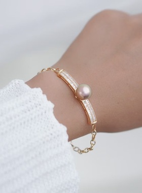 s925纯银手链 diy手工饰品 全孔珍珠手饰龙虾扣爱心尾链延长款