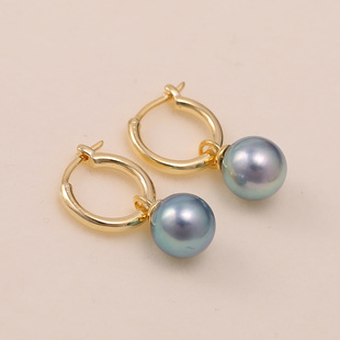 DIY配件 S925纯银娜扎同款时尚圆形耳扣空托珍珠耳环耳坠银托配饰