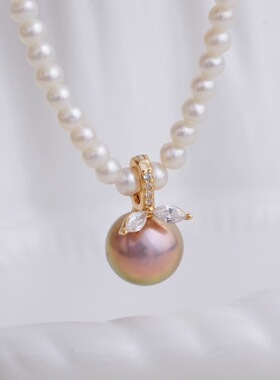 s925纯银银饰多功能开口吊坠空托配件手工制作珍珠时尚简约叶子款