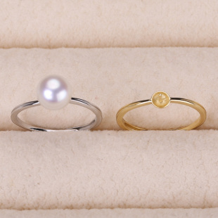 s925纯银戒指环 DIY手工制作银配件 银饰简约可调节珍珠戒指托