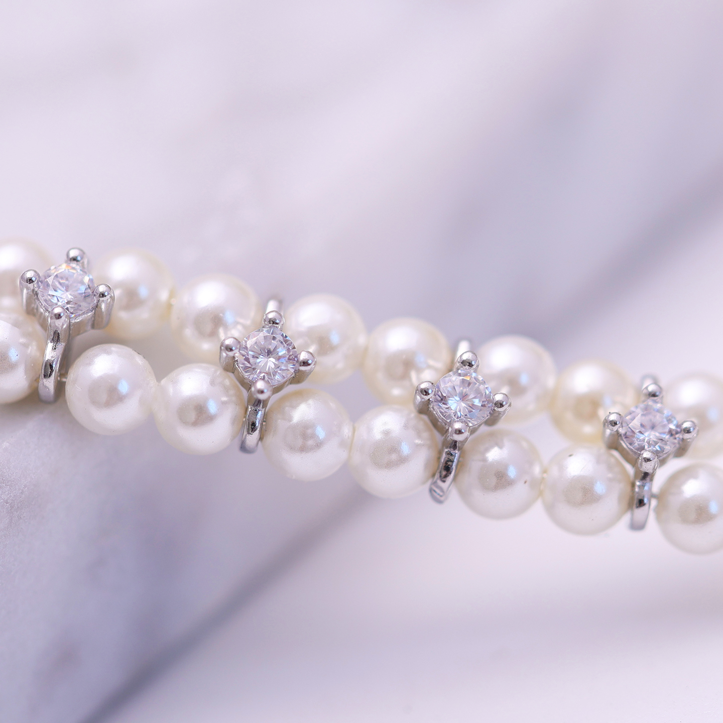 s925纯银时尚珍珠项链手链毛衣链隔珠 手工diy制作双排串珠饰品