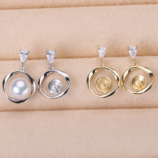 s925纯银银饰耳钉配件 珍珠饰品diy手工制作耳饰一对耳钉