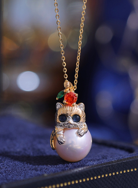 DIY手工制作珍珠项坠分色猫咪吊坠银饰 s925纯银挂坠不含链配件