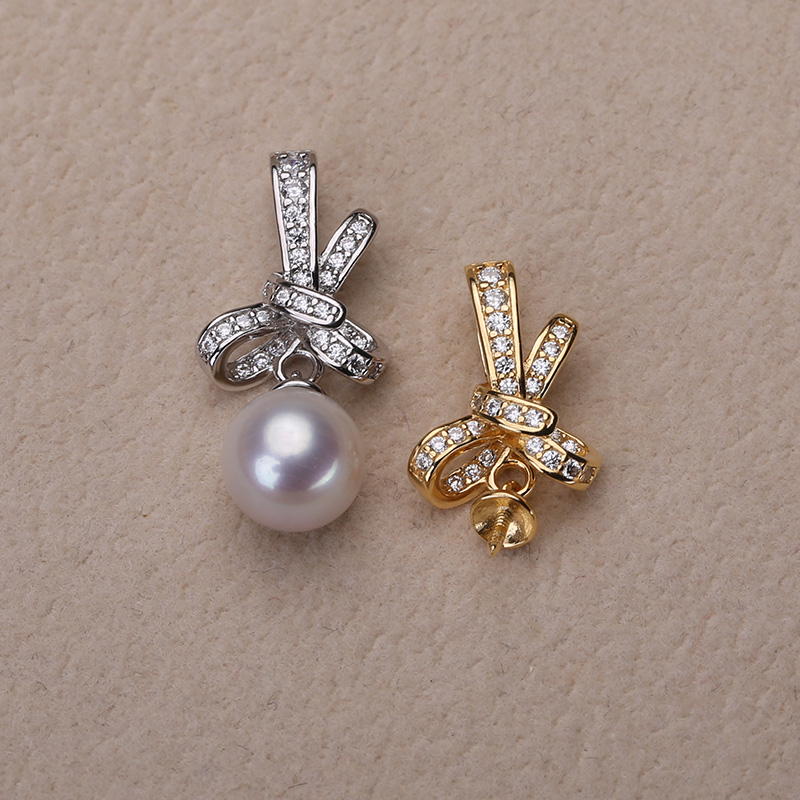 DIY手工制作珍珠项坠不含珍珠单个吊坠银饰 s925纯银吊坠配件