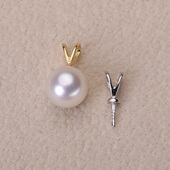 DIY手工制作珍珠项坠不含珍珠单个v字吊坠银饰 s925纯银吊坠配件