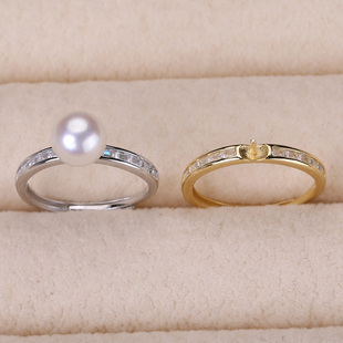 s925纯银戒指环 银饰开口可调节珍珠戒指托 DIY手工制作银配件