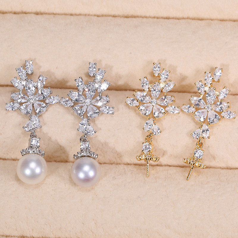 s925纯银银饰耳钉配件 珍珠饰品diy手工制作耳饰一对耳钉