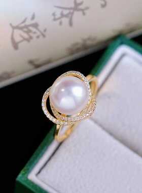 s925纯银戒指环 银饰开口鸟巢可调节珍珠戒指托DIY手工制作银配件